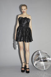 Callie Black Gathered-Bandeau Mini-Dress